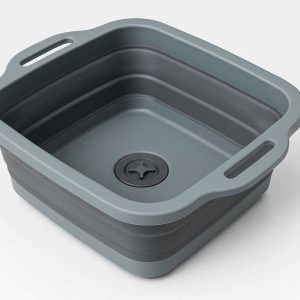 Square Collapsible Basin For Kitchen Sink Organization And Camping Dish Washing With Drain Plug