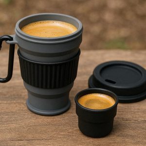 Portable Silicone Espresso Cup Set For Camping Coffee Lovers With Heat Resistant Sleeve Design